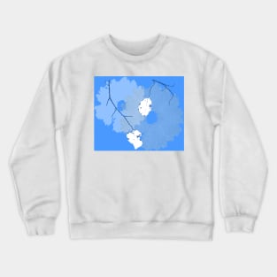 white leaf on blue background Crewneck Sweatshirt